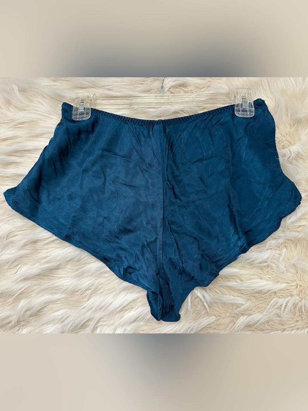 Victoria’s Secret Teal Satin Jacquard Tap Shorts Sleep Lounge Medium